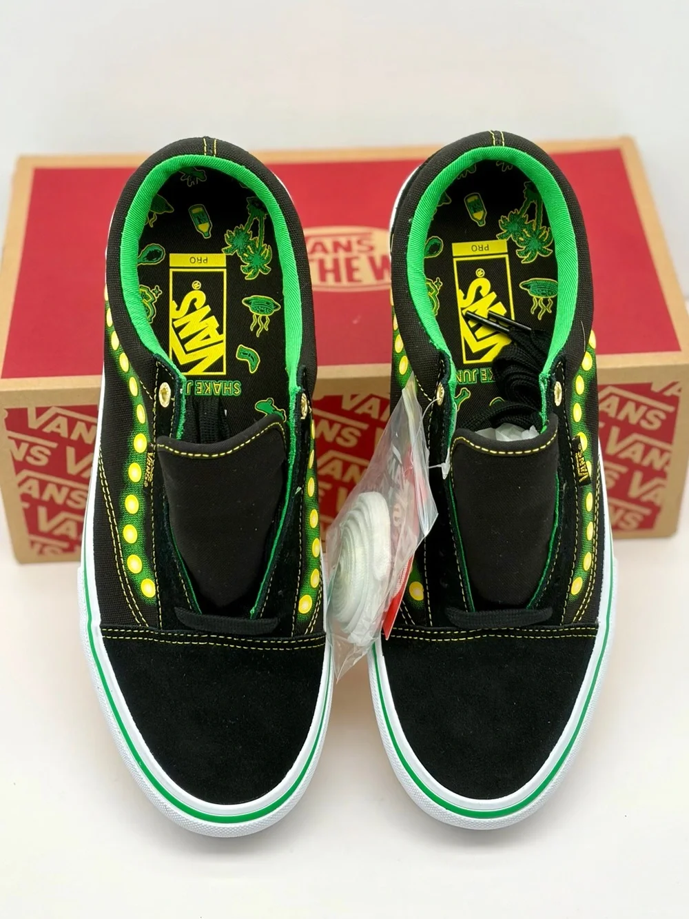 Vans Black & Neon Green Old Skool Pro Sneakers